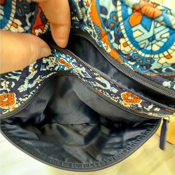 Triple Zip Hipster Vera Bradley Crossbody Bag - Blue And Orange - Picture 11 of 12